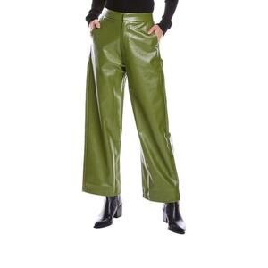 Avantlook Olive Green Faux Leather Wide Leg Ankle Cropped Pants‎ Size Medium